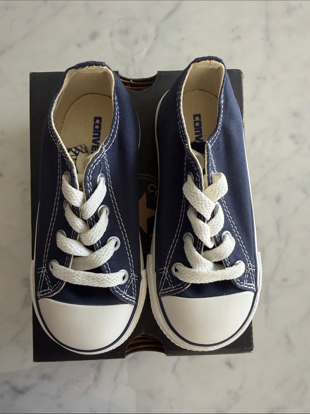 Converse Kids Navy and White Canvas Low-Top Sneakers